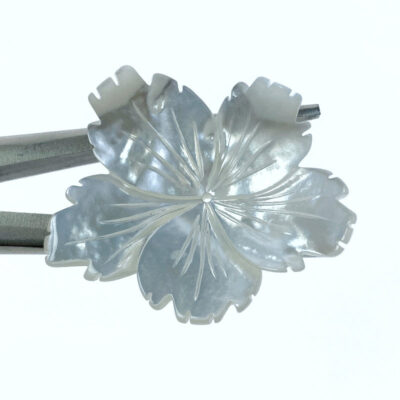 2pc Tropical Flower Beads White Mother of Pearl DIY Jewelry WM-0167