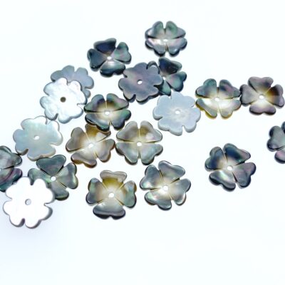 Alternative view of 10pc Flower Shaped Black Mother Of Pearl Beads 10mm Hand Carved Charms DIY Jewelry BM-0002
