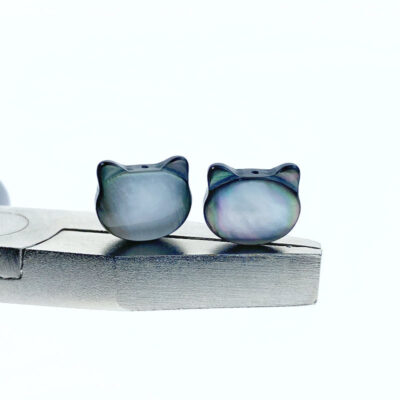 10pc Cat Shaped Beads Black Natural Mother Of Pearl 10mm BM-0069