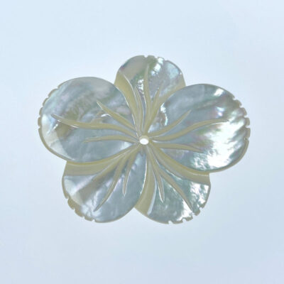 2pc Tropical Flower Beads White Mother Of Pearl 35mm Hand Carved WM-0178