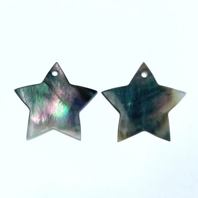 10pc Star Beads Black Mother of Pearl Flat Star Pendants BM-0011