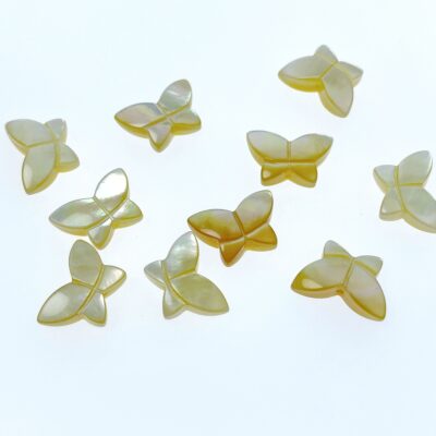 Alternative view of 4pc Yellow Mother Of Pearl Butterfly Beads Hand Carved 12mm Charms Pendants DIY Jewelry Earring Making Natural Pearl Handmade YM-0004