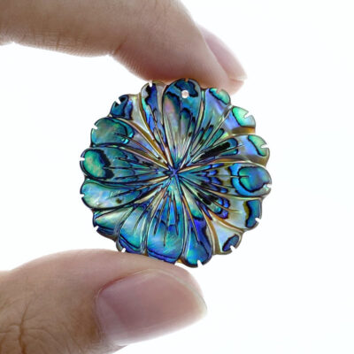 Alternative view of 2pc Abalone Daisy Flower Beads Pendants Natural Shell AB-0002