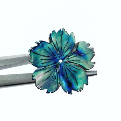 Alternative view of 2pc Hibiscus Flower Natural Abalone Shell Beads Charms Pendants 25mm Jewelry Earrings Making Hawaii Tropical Flowers Hand Carved AB-0024