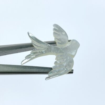 Alternative view of 4pc Dove Mother Of Pearl Beads Hand Carved 29mm Charms Pendants DIY Jewelry Earring Making Nature Minimalist Design WM-0150