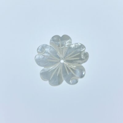 6pc 20mm Hand Carved White Mother of Pearl 5-petal Flower Beads WM-0188