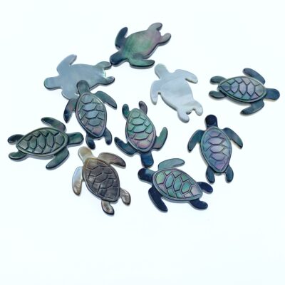 Alternative view of 4pc Sea Turtle Black Mother of Pearl Beads 21mm Pendant Charms Jewelry Making Earrings Ocean Natural Organic Hawaiian Design BM-0071