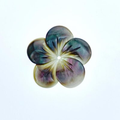 6pc 20mm Hand Carved Black Mother of Pearl 5-petal Flower Beads BM-0041