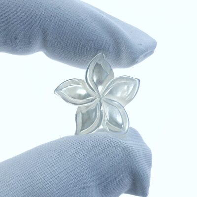 Alternative view of 6pc Plumeria Flower White Mother Of Pearl Beads Charms Pendants For Jewelry Earring Making 21mm Hand Carved Hawaii Tropical Flowers WM-0140