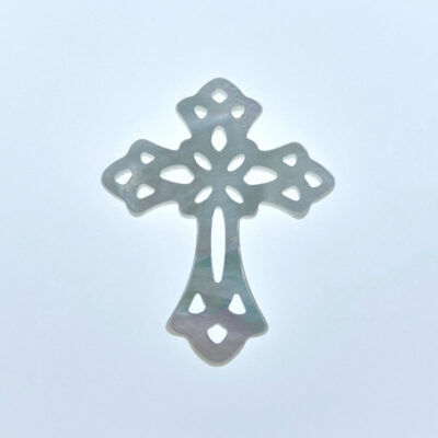 2pc Filigree Cross Connectors Pendants White Mother Of Pearl WM-0224