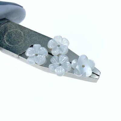 Alternative view of 10pc Plum Blossom Flower Mother Of Pearl Beads Charms 8mm Hand Carved For DIY Bridal Jewelry Earring Making Natural Organic Hawaii WM-0180