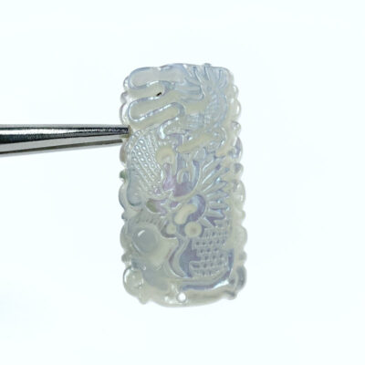 2pcs Chinese Dragon Pendants White Mother Of Pearl 36mm Hand Carved
