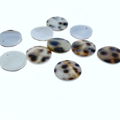 Alternative view of 10pc Polka Dot Conus Disc Beads 15mm Natural Shell Round Disc Pendants