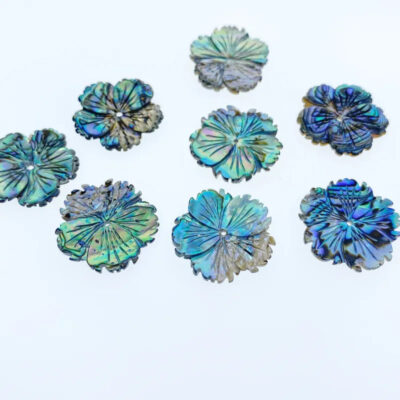 Alternative view of 2pc Abalone Shell Flower Beads 20mm Natural Abalone Hand Carved Charms For Jewelry Earring Making Tropical Hawaii Minimalist Design AB-0013