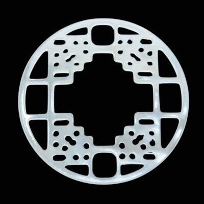 2pc Round Filigree Pendant Beads White Mother of Pearl WM-0176