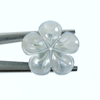 6pc Flower Beads White Mother Of Pearl 20mm Hand Carved WM-0156