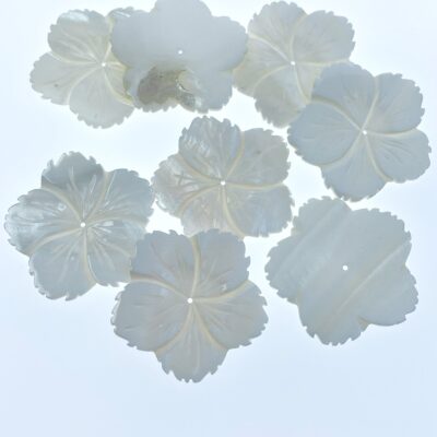Alternative view of 4pc Mother Of Pearl Tropical Flower Beads 38mm Hand Carved Charms For DIY Bridal Jewelry Earring Making Hawaii Minimalist Design FWM-0006