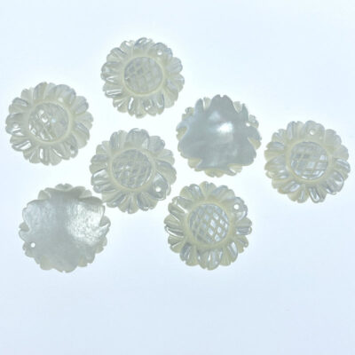 Alternative view of 6pc Sun Flower Beads White Mother of Pearl WM-0038