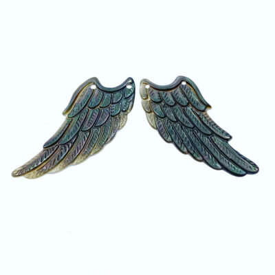 Alternative view of 2pc Angel Wings Black Mother Of Pearl Connector Pendants BM-0070
