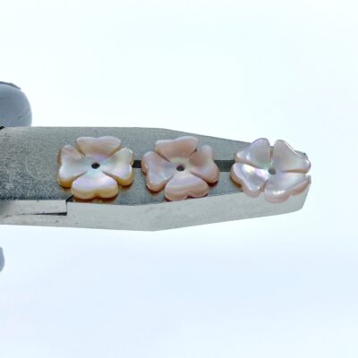 Alternative view of 10pc Pink Mother Of Pearl Flower Beads 10mm Hand Carved Flower Charms For Earrings Jewelry Making Minimalistic Cute Design Natural PM-0001