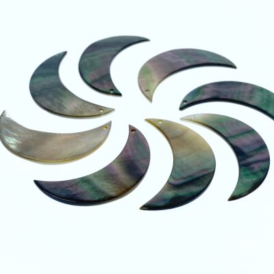 Alternative view of 10pc Crescent Moon Beads Black Mother Of Pearl 32mm Black Shell Charms BM-0106