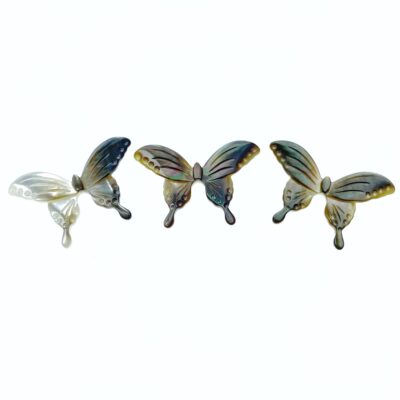 Alternative view of 2pc Butterfly Beads Black Mother Of Pearl 30mm Charms Pendants For Jewelry Making Hand Made Black Pearl Beads Organic Hand Carved BM-0056