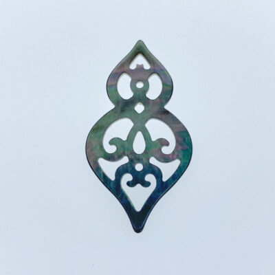 2pc Filigree Drop Black Mother Of Pearl Drop Pendants Charms BM-0040