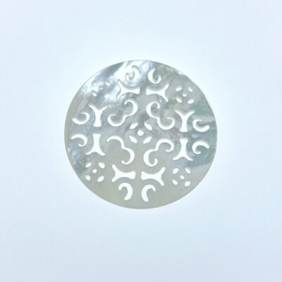 2pc Round Filigree Beads White Mother Of Pearl DIY Jewelry WM-0111