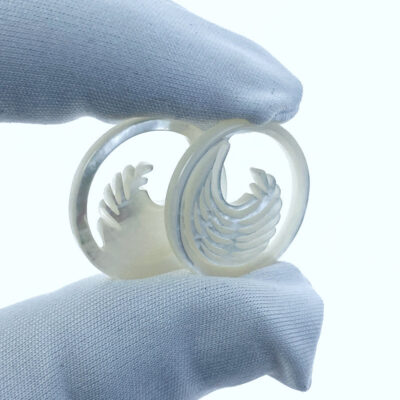 Alternative view of 2pc Wing Beads White Mother Of Pearl Charms Pendants 21mm Organic Hand Carved Angel Bird Wings Jewelry Earring Making Angelic Bride WM-0134
