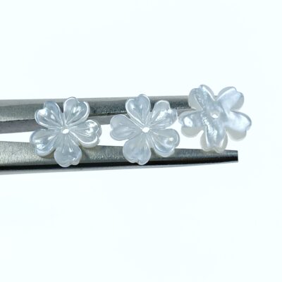 Alternative view of 10pc Sakura Flower Beads White Mother Of Pearl 10mm Hand Carved Charms WM-0122