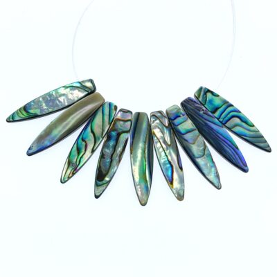 Alternative view of 4pc 7mm x 30mm Natural Abalone Shell Spike Beads AB-0007