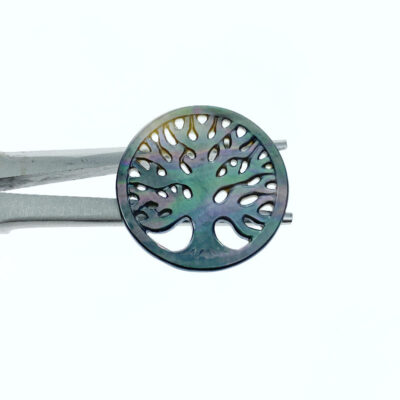 Alternative view of 2pc Black Tree Of Life Mother Of Pearl Beads Pendants Charms 20mm Natural Organic For Jewelry Earring Making Natural Organic Nature BM-0044