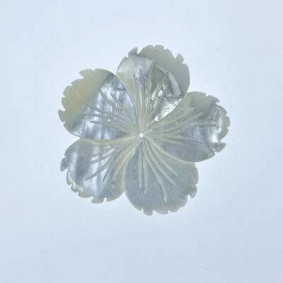 Alternative view of 2pc Large Hibiscus Flower Beads White Mother Of Pearl 39mm Hand Carved WM-0168