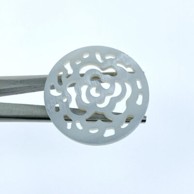 Alternative view of 2pc Filigree Round Rose Beads White Mother Of Pearl 30mm Hand Carved Pendants FWM-0004