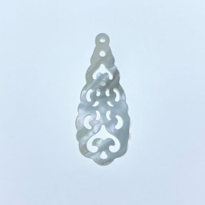 2pc Filigree Drop Beads Mother Of Pearl Pendant Hand Carved WM-0040
