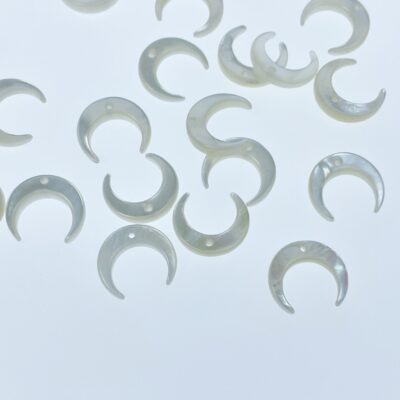 Alternative view of 10pc Crescent Moon Mother Of Pearl Beads 12mm DIY Bridal Jewelry Earrings Charms Pendants Natural Organic White Pearl Shell WM-0054