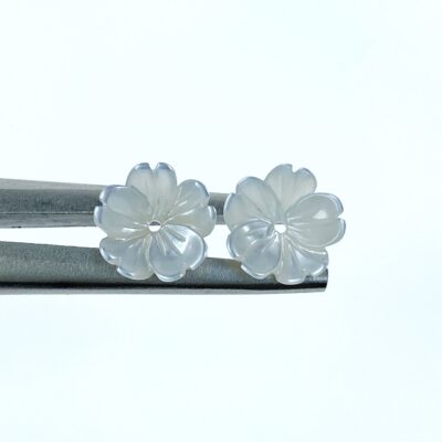 10pc Tropical Flower Beads White Mother Of Pearl WM-0069