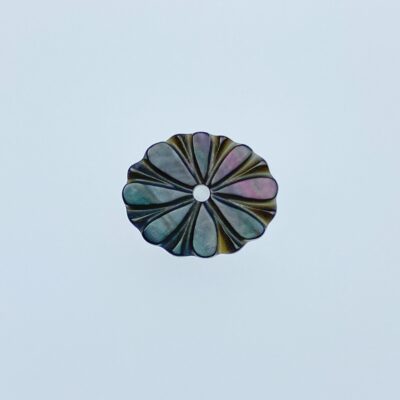 10pc Daisy Flower Beads Black Mother Of Pearl 12mm Hand Carved Charms BM-0065