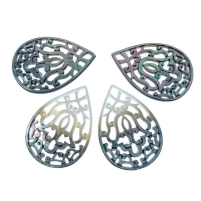 Alternative view of 2pc Filigree Drop Beads Black Mother Of Pearl Pendants BM-0001