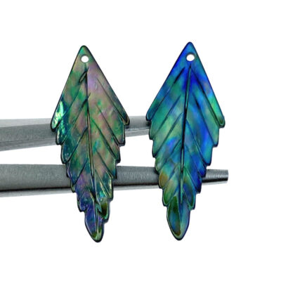 4pc Leaf Beads Abalone Paua Shell Pendants Natural AB-0021