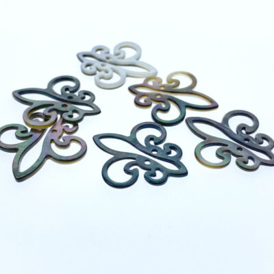 Alternative view of 2pc Fleur Di Lis Beads Black Mother Of Pearl BM-0039