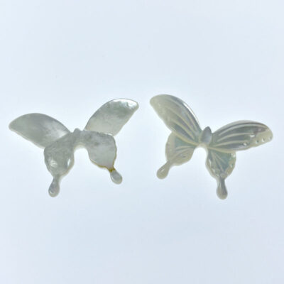 Alternative view of 2pc Butterfly Beads White Mother Of Pearl Hand Carved Pendants WM-0027
