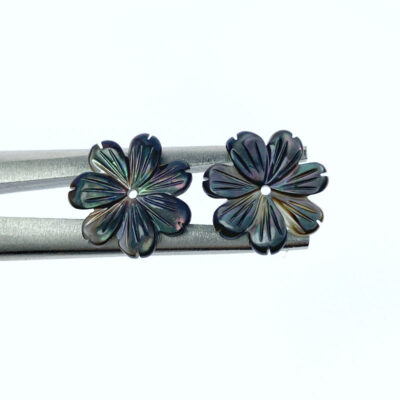 10pc Black Daisy Flower Mother Of Pearl Beads 15mm BM-0022