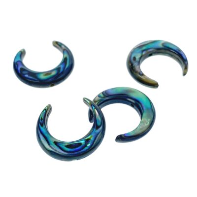 Alternative view of 4pc Natural Abalone Shell Crescent Moon Beads 15mm DIY Jewelry Making Pendant Necklace Minimalistic Design Hawaii Hand Carved AB-0004