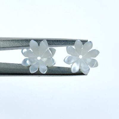 Alternative view of 10pc Mother Of Pearl Flower Bowl Beads 10mm Hand Carved White Shell Charms For DIY Bridal Jewelry Earring Making Minimalist Design WM-0112