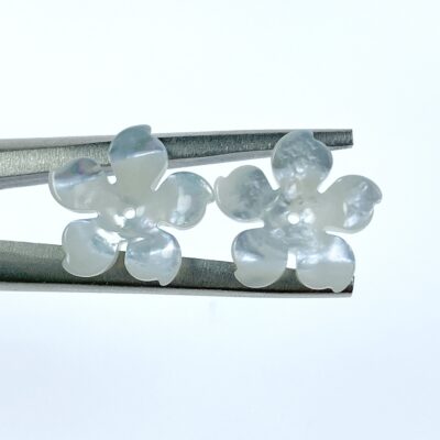 4pc 15mm Hand Carved White Mother of Pearl 5-petal Flower Beads WM-0153