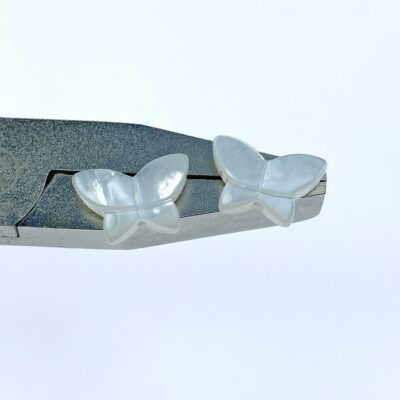 Alternative view of 4pc 10mm x 12mm Organic Hand Carved White Mother of Pearl Butterfly Beads WM-0142