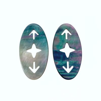 Alternative view of 2pc 15mm x 30mm Black Mother of Pearl Oval Arrow Pendant BM-0080