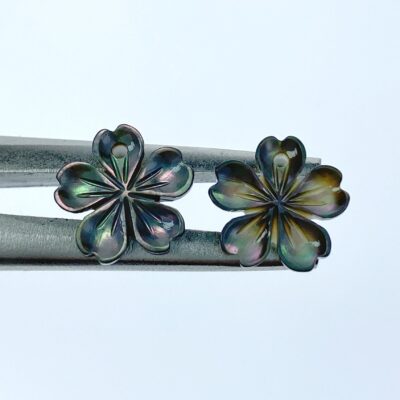 Alternative view of 10pc Flower Shaped Black Mother Of Pearl Beads 10mm Hand Carved Floral Charms Pendants BM-0045