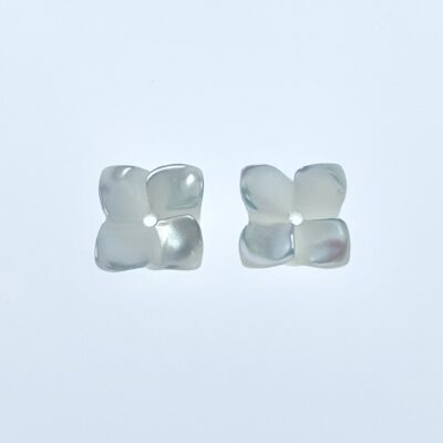 Alternative view of 10pc Mother Of Pearl 4 Petal Flower Beads 10mm Charm White Hand Carved Pendant DIY Jewelry Earrings Hawaii Minimalist Design Bride WM-0010